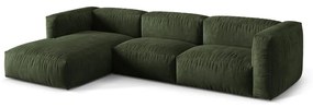 Zelená zamatová modulárna rohová pohovka (ľavý roh/s leňoškou) Martina – Micadoni