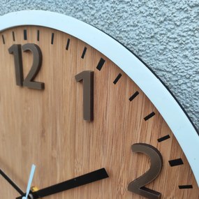 Bambusové nástěnné hodiny Karina 30 cm hnědé/bílé