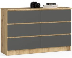 Komoda K120 6SZ CLP dub artisan / sivá