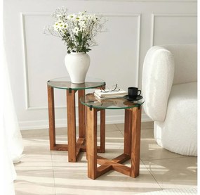 Asir SADA 2x Odkladací stolík AMALFI pr. 40 cm hnedá/číra 552NOS2248