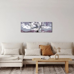 Obraz - Strom v oblakoch (s hodinami) (90x30 cm)
