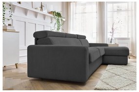 Tmavosivá menčestrová rozkladacia rohová pohovka (variabilná) Monaco – Bobochic Paris