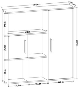 Knižnica Ridge 120 cm biela