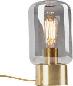 Dizajnová stolová lampa mosadz so sklom s dymovým efektom - Bliss Cute