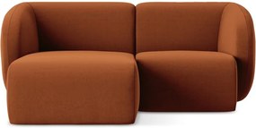 Zamatová rohová pohovka v terakotovej farbe (ľavý roh/s leňoškou) Lani – Makamii