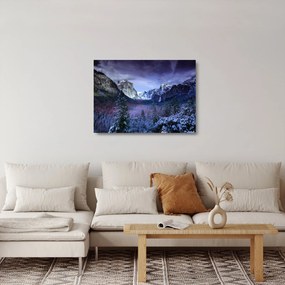 Sklenený obraz zimnej horskej krajiny (70x50 cm)