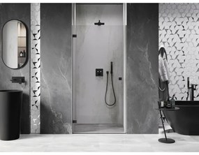 Mexen, Mexen Lunar-B výklopné sprchové dvere ľavé 85 cm, transparentné, čierne - 832-085-000-70-00-L