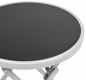Záhradný bistro stolík, skladací, Ø 45 cm, čierna tónovaná