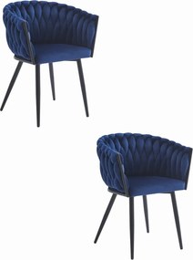 Zamatové jedálenské kreslo ORION VELVET s čiernymi nohami, tmavomodré
