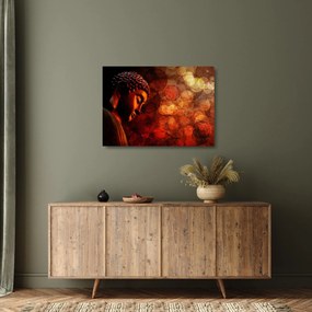 Sklenený obraz - Budha v červených tónoch (70x50 cm)