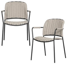 Čierno-béžové kovové záhradné stoličky v súprave 2 ks Taku – Exotan