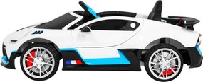 Ramiz Detské autíčko na batérie Bugatti Divo biele + diaľkové ovládanie + EVA kolesá + pomalý štart + LED + MP3