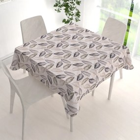 Biante Dekoračný štvorcový obrus PML-056 Zeleno-čierne listy na béžovom 40x40 cm