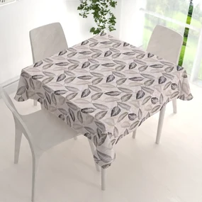 Biante Dekoračný štvorcový obrus PML-056 Zeleno-čierne listy na béžovom 130x130 cm