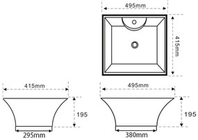 Aqualine Aqualine, Umývadlo 49,5x41,5x19,5 cm, biela, 49411