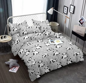 Obliečky z mikrovlákna PANDA sivé Rozmer obliečky: 70 x 90 cm | 140 x 200 cm