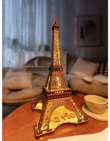 RoboTime 3D Drevené puzzle Rolife Noc Eiffelovej veže svietiace
