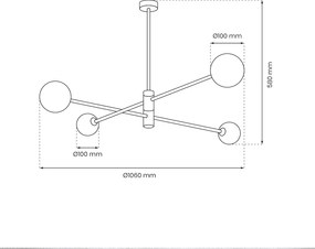 Stropné svietidlo Dori, 4 x biele sklenené tienidlo, g, x