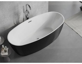 Mexen Lira, voľne stojaca vaňa, vzor, 170 x 80 cm, biela-čierna, chrómový prepad, 52831708075-01