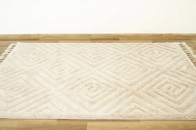 Koberec Berber 7061 Romby 3D ivory / slonová kosť / krémový