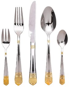 84 dielna sada príborov, rôzne farby, strieborno- zlatá