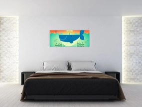 Obraz - Veselá veľryba v mori (120x50 cm)