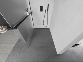 Mexen Kioto+ L, sprchová zástena Walk-In s poličkou a vešiakom 70 x 200 cm, 8mm sklo námraza, čierny profil, 800-070-123-70-30