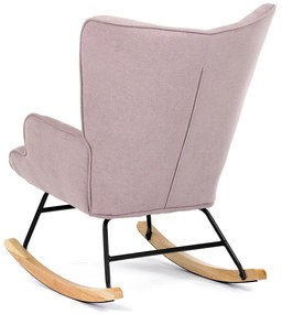 Autronic - Křeslo houpací, potah růžová látka, dřevěné nohy, masiv kaučukovník - AK-371 PINK2
