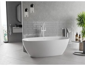 Mexen Luvo Slim, voľne stojaca vaňa 170 × 75 cm, biela lesklá, biely prepad, 52801707500-20