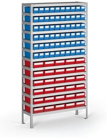 Regál s plastovými boxmi ShelfBox, 2000 x 1000 x 300 mm, 60x box A, 30x box D
