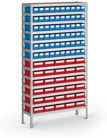 Regál s plastovými boxmi ShelfBox, 2000 x 1000 x 300 mm, 60x box A, 30x box D