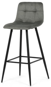 Židle barová, zelená látka, čtyřnohá kovová podnož, černý mat