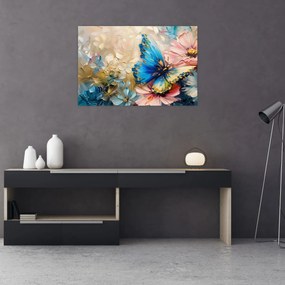 Obraz - Maľba kvetov a motýľov (90x60 cm)