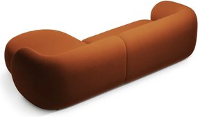 Zamatová rohová pohovka v terakotovej farbe (pravý roh/s leňoškou) Kate – Micadoni