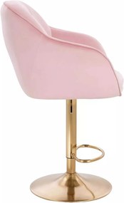 LuxuryForm DESIGN Barová stolička AVOLA VELUR na zlatom tanieri - svetlo ružová