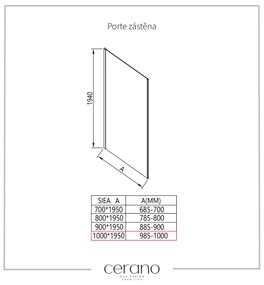 Cerano Porte, sprchová zástena ku sprchovému kútu 100x195 cm, 8mm číre sklo, chrómový profil, CER-CER-413447