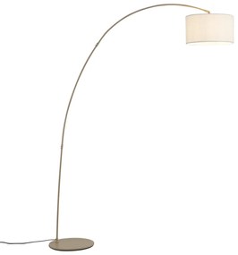 Moderná oblúková lampa béžová s teddy tienidlom - Vinossa