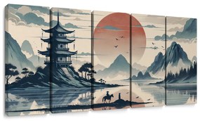 5-dielny obraz tichý večer v Japonsku