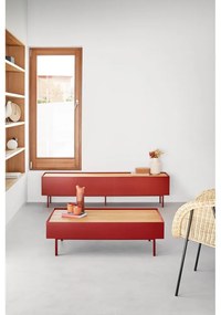 Červený TV stolík v dekore duba 180x45 cm Arista – Teulat