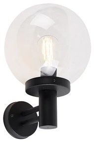 Vonkajšia nástenná lampa čierna s plastovým krytom IP44 z nehrdzavejúcej ocele - Sfera