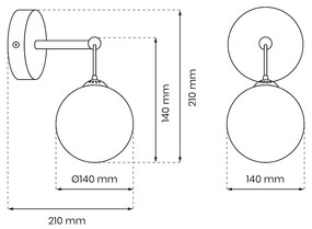 Nástenné svietidlo Reflex, 1x grafitové sklenené tienidlo, b/g