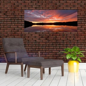 Obraz - Západ slnka nad jazerom (120x50 cm)