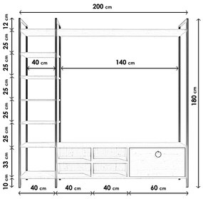 Obývacia stena Siyah Demirli 180 cm čierna