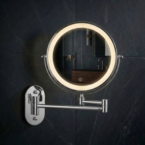 Rea Glow, kozmetické LED zrkadlo nástenné 20 cm, chrómová, HOM-70003