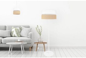 Stojacia lampa Juta, 1x jutové/biele textilné tienidlo, o, w