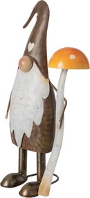 Dizajnová kovová figúrka trpaslík držiaci hríbik - J-line – 18*10,5*33 cm