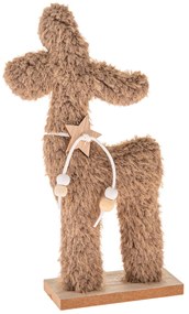 Vianočná dekorácia Textilný sobík 23 cm, chlpatý fleece