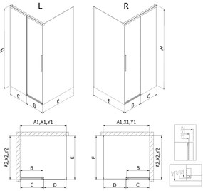 Mexen Rox, posuvný sprchový kút 125 x 100 cm, 8mm číre sklo, oceľový profil, 8C2-125-100-97-00