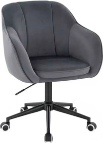 LuxuryForm DESIGN Stolička AVOLA VELUR na čiernej podstave s kolieskami - tmavo šedá