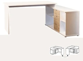 Kondela Písací stôl, DALTON 2 NEW, biela/dub wotan